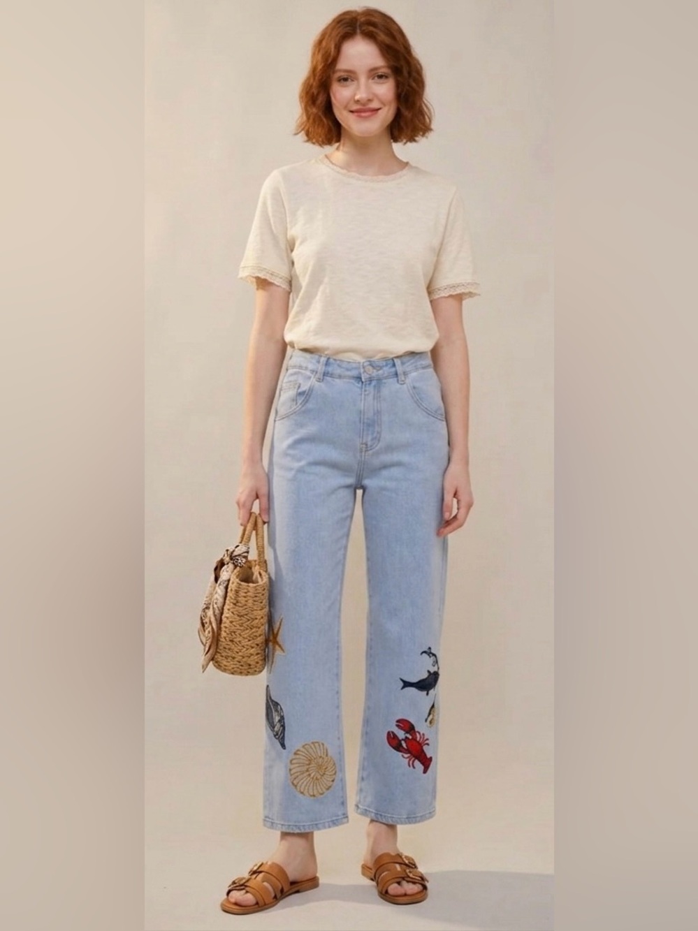New Blue B embroidered sea inspired jeans sz S M  $100 rtl